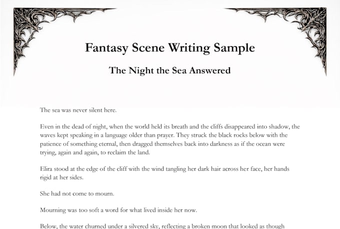 write a fantasy scene for your story